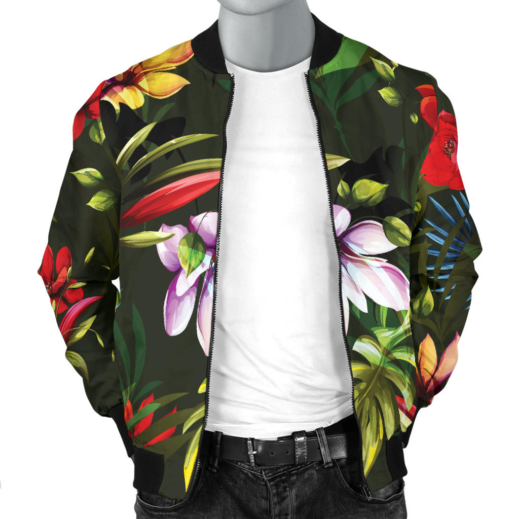 Magnolia Pattern Print Design 02 Men Bomber Jacket