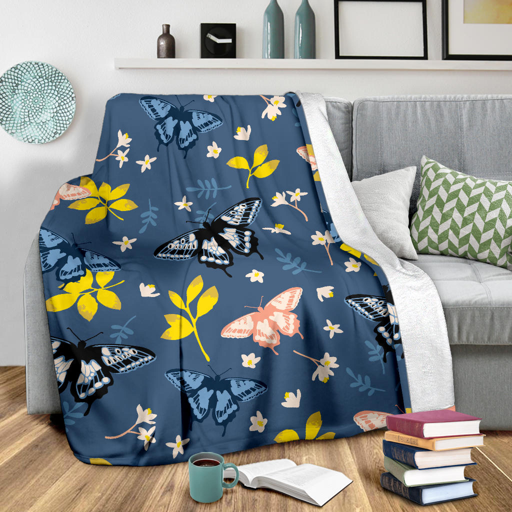 Monarch Butterfly Pattern Print Design 02 Premium Blanket