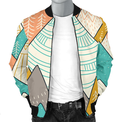 Mountain Pattern Print Design 02 Men Bomber Jacket