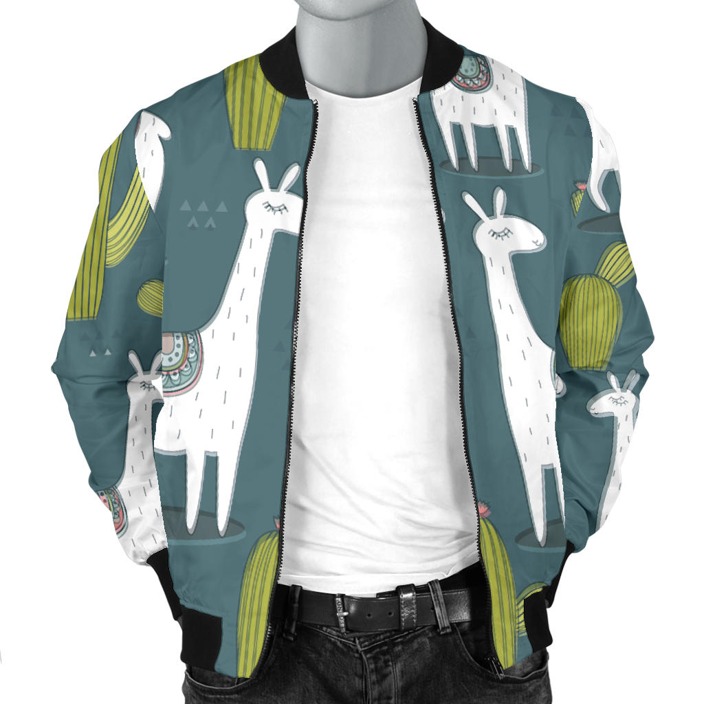 Llama Cactus Pattern Print Design 03 Men Bomber Jacket