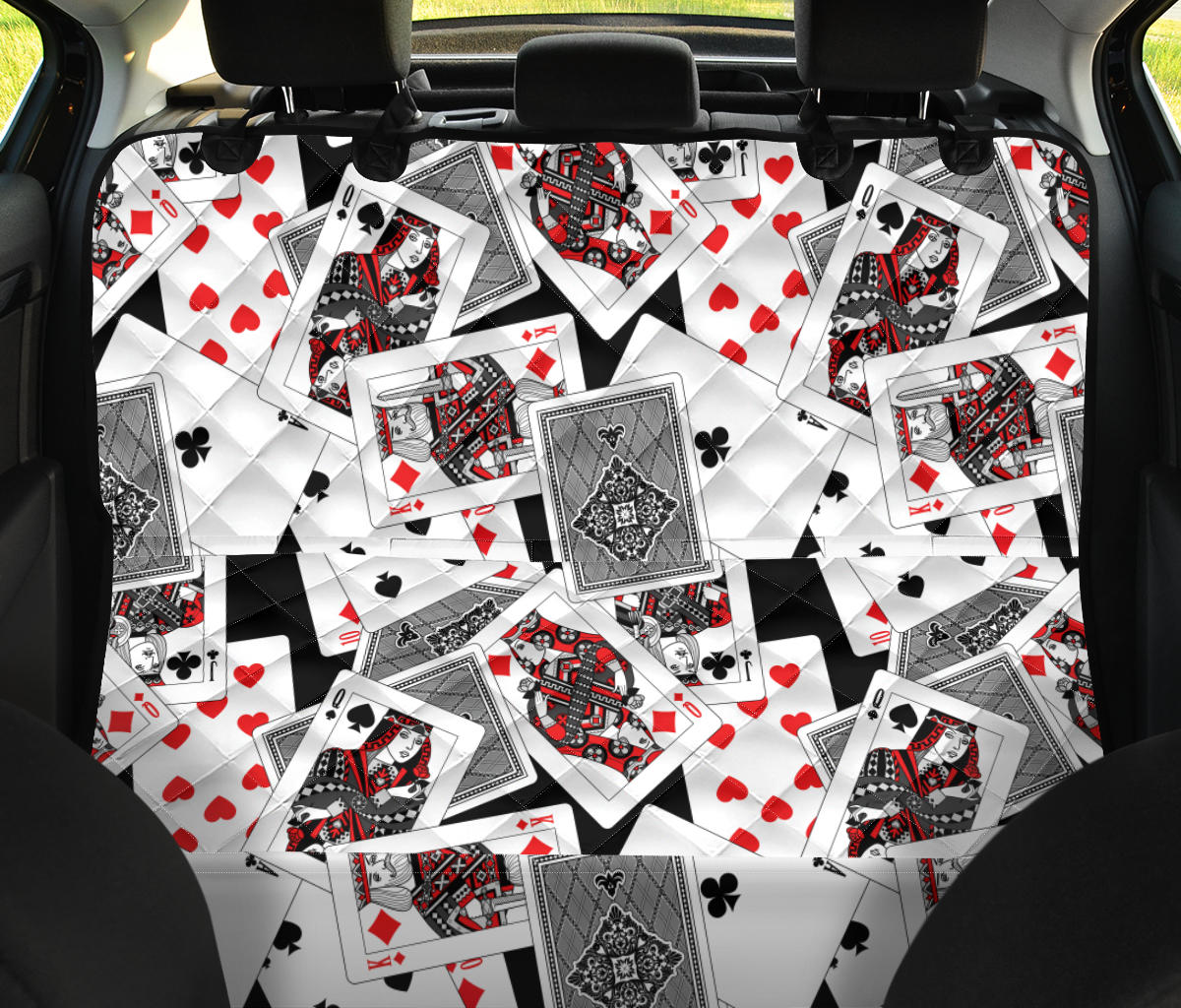 Poker Cards Pattern Print Design A04 Rear Dog Car Seat Cover Hammock