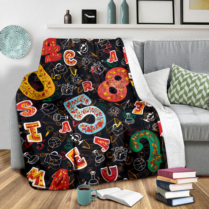 Number Pattern Print Design A03 Premium Blanket