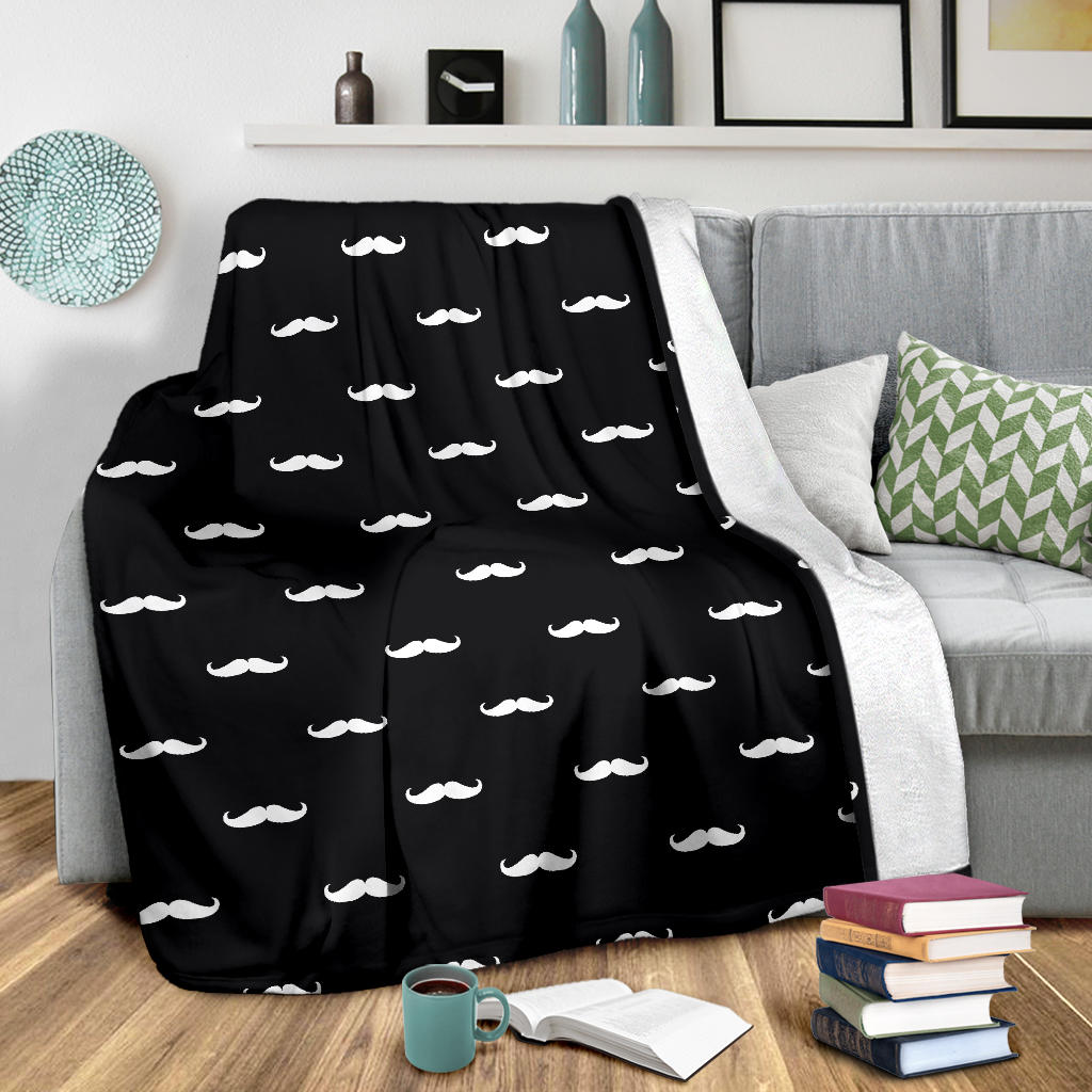 Mustache Pattern Print Design A04 Premium Blanket