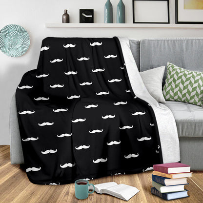 Mustache Pattern Print Design A04 Premium Blanket
