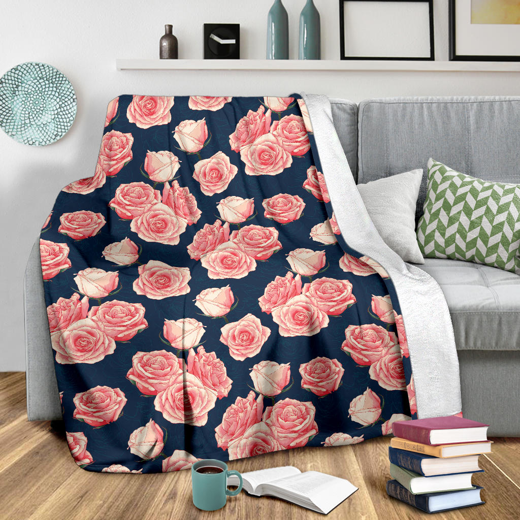 Rose Pattern Print Design A03 Premium Blanket