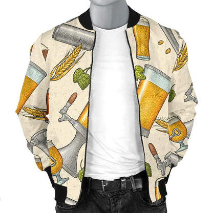 Beer Pattern Print Design 05 Men Bomber Jacket