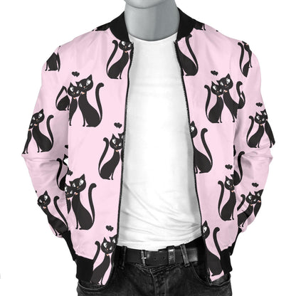 Black Cat Pattern Print Design 01 Men Bomber Jacket