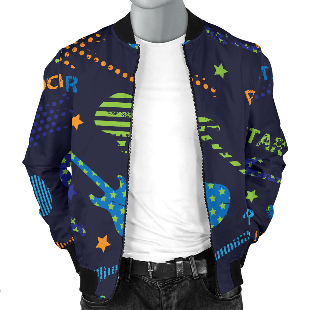 Rock and Roll Pattern Print Design A04 Men Bomber Jacket