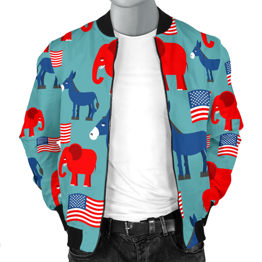 Donkey Red Elephant Pattern Print Design 03 Men Bomber Jacket