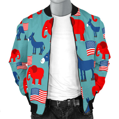 Donkey Red Elephant Pattern Print Design 03 Men Bomber Jacket