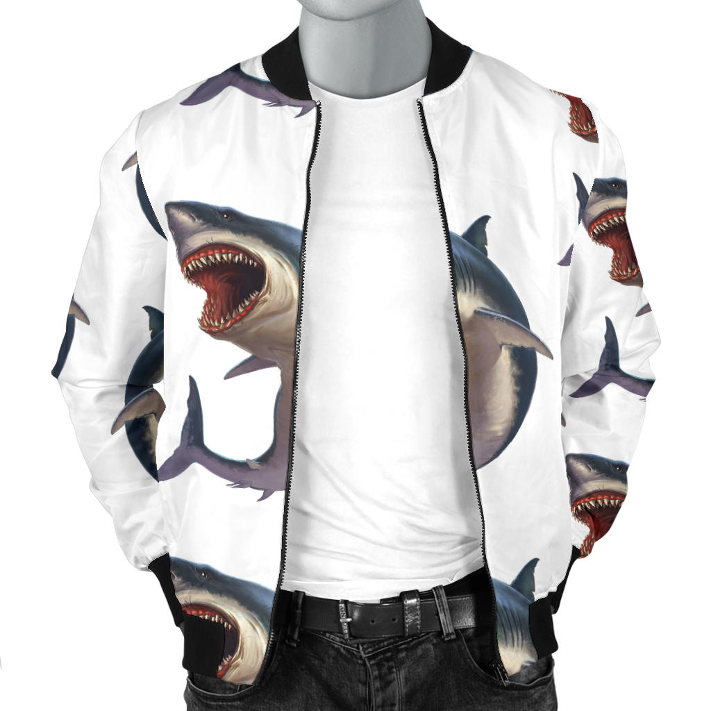 Great White Shark Pattern Print Design 03 Men Bomber Jacket