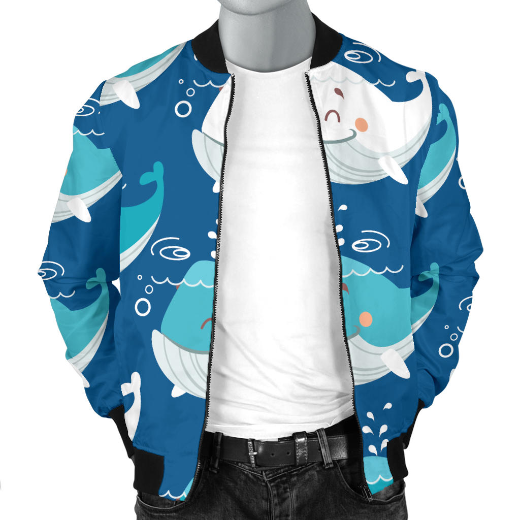 Blue Whale Pattern Print Design 01 Men Bomber Jacket