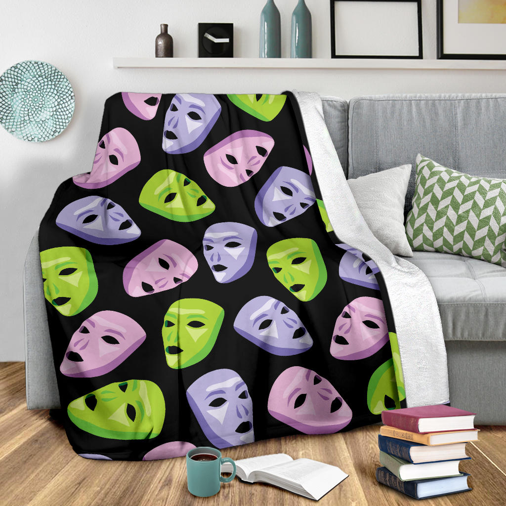 Acting Mask Pattern Print Design 04 Premium Blanket