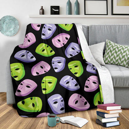 Acting Mask Pattern Print Design 04 Premium Blanket
