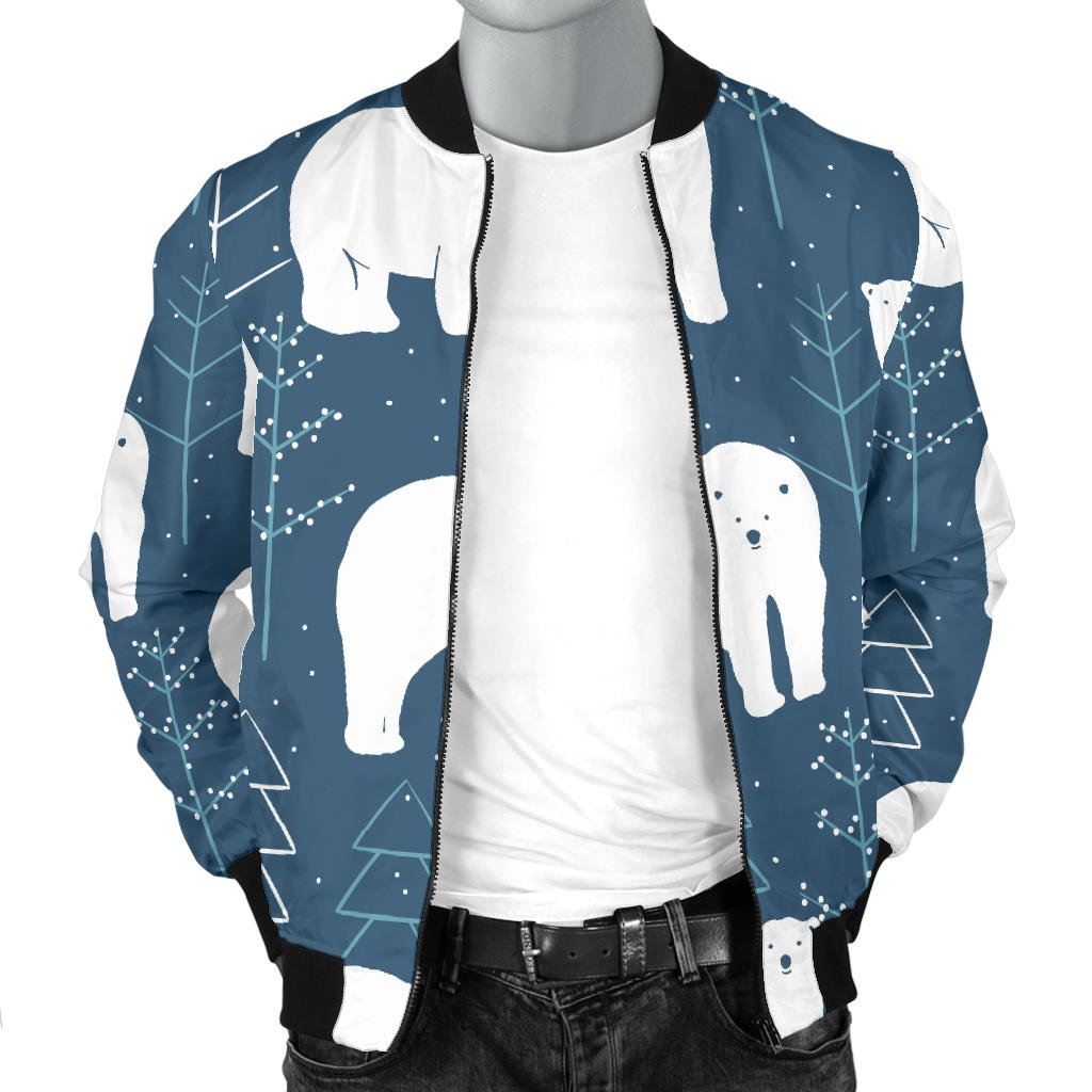 Polar Bear Pattern Print Design A01 Men Bomber Jacket