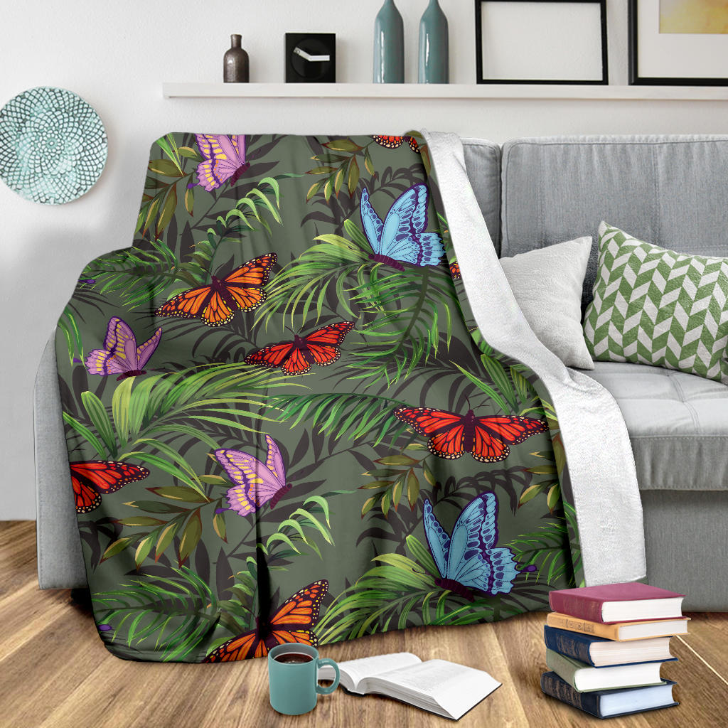 Monarch Butterfly Pattern Print Design 04 Premium Blanket