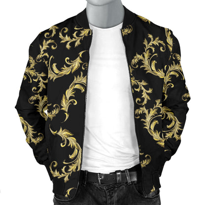 Baroque Golden Pattern Print Design 01 Men Bomber Jacket