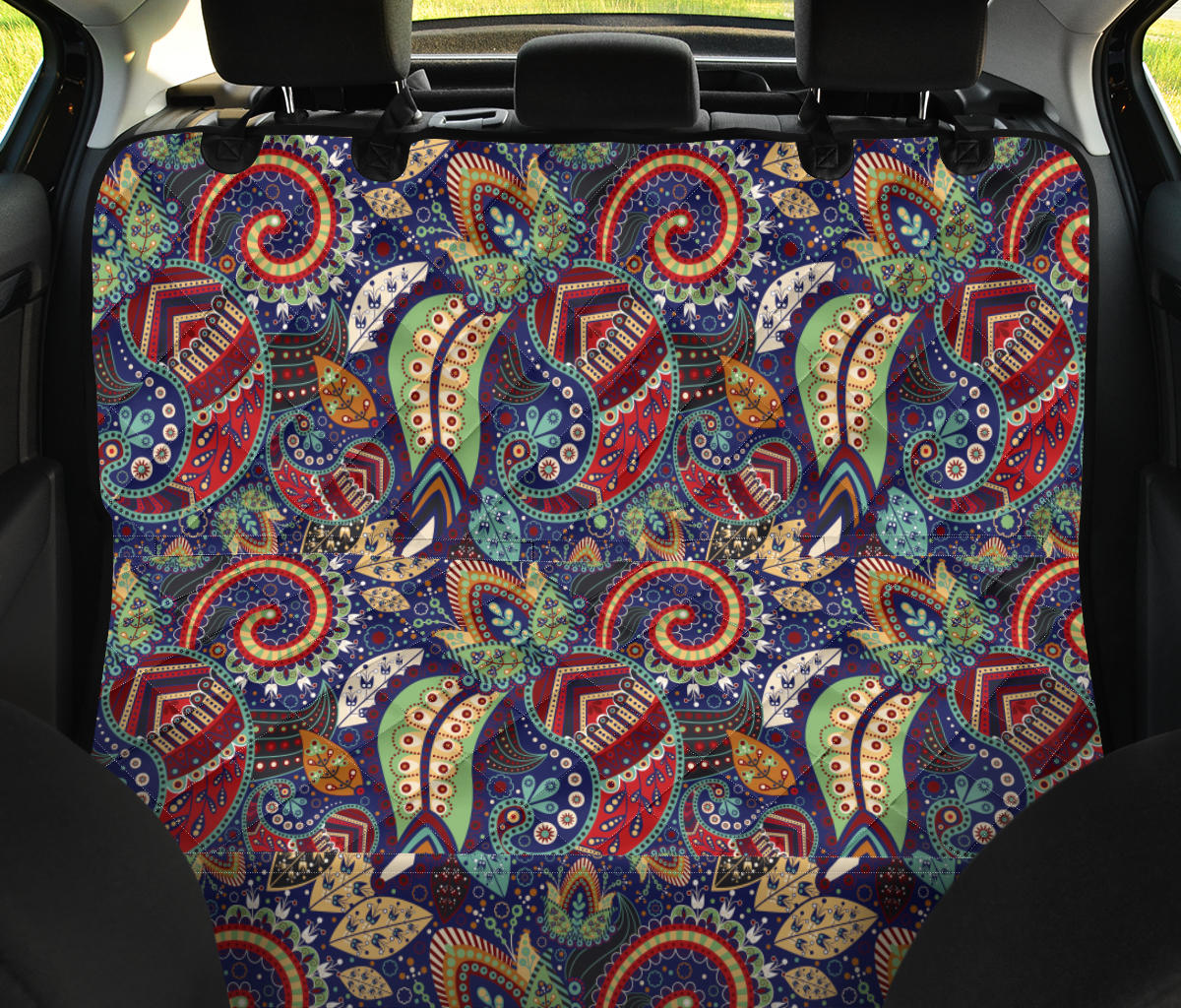 Paisley Boho Pattern Print Design A03 Rear Dog Car Seat Cover Hammock