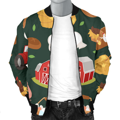 Agricultural Farm Print Design 02 Men Bomber Jacket
