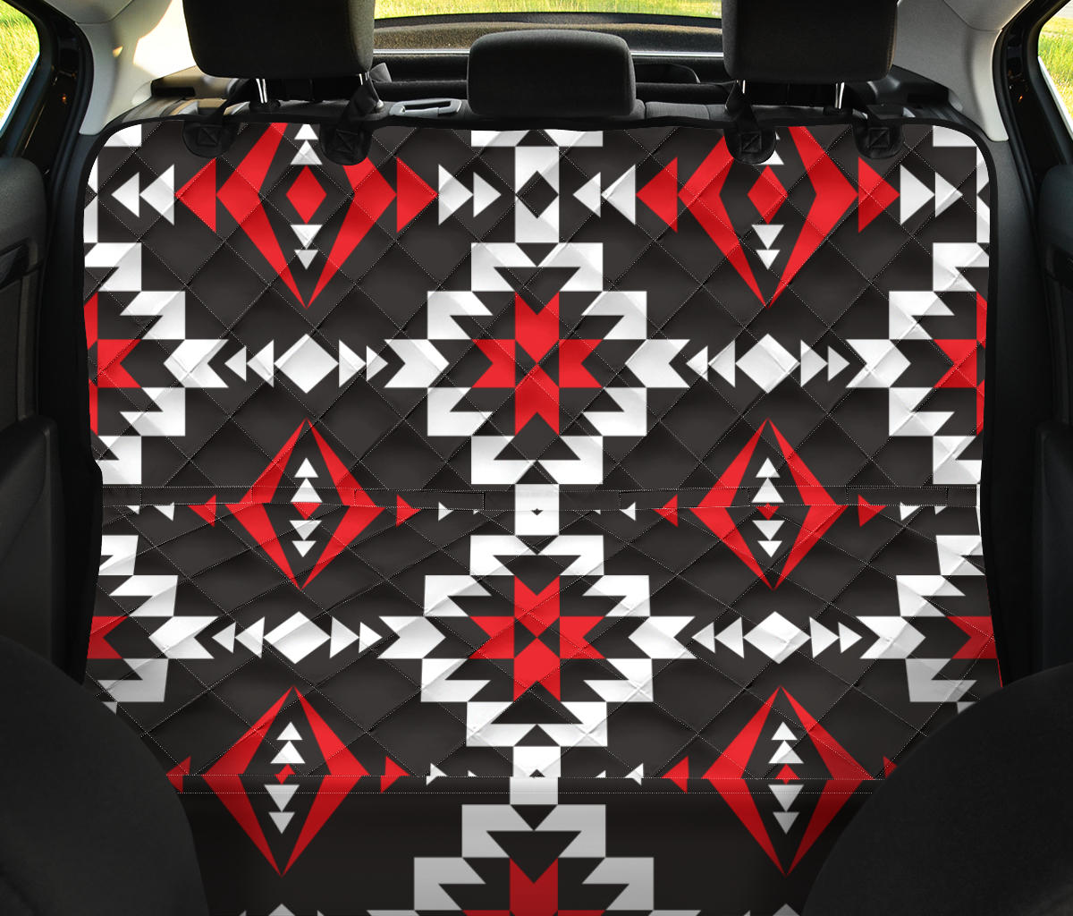 Navajo Pattern Print Design A02 Rear Dog Car Seat Cover Hammock