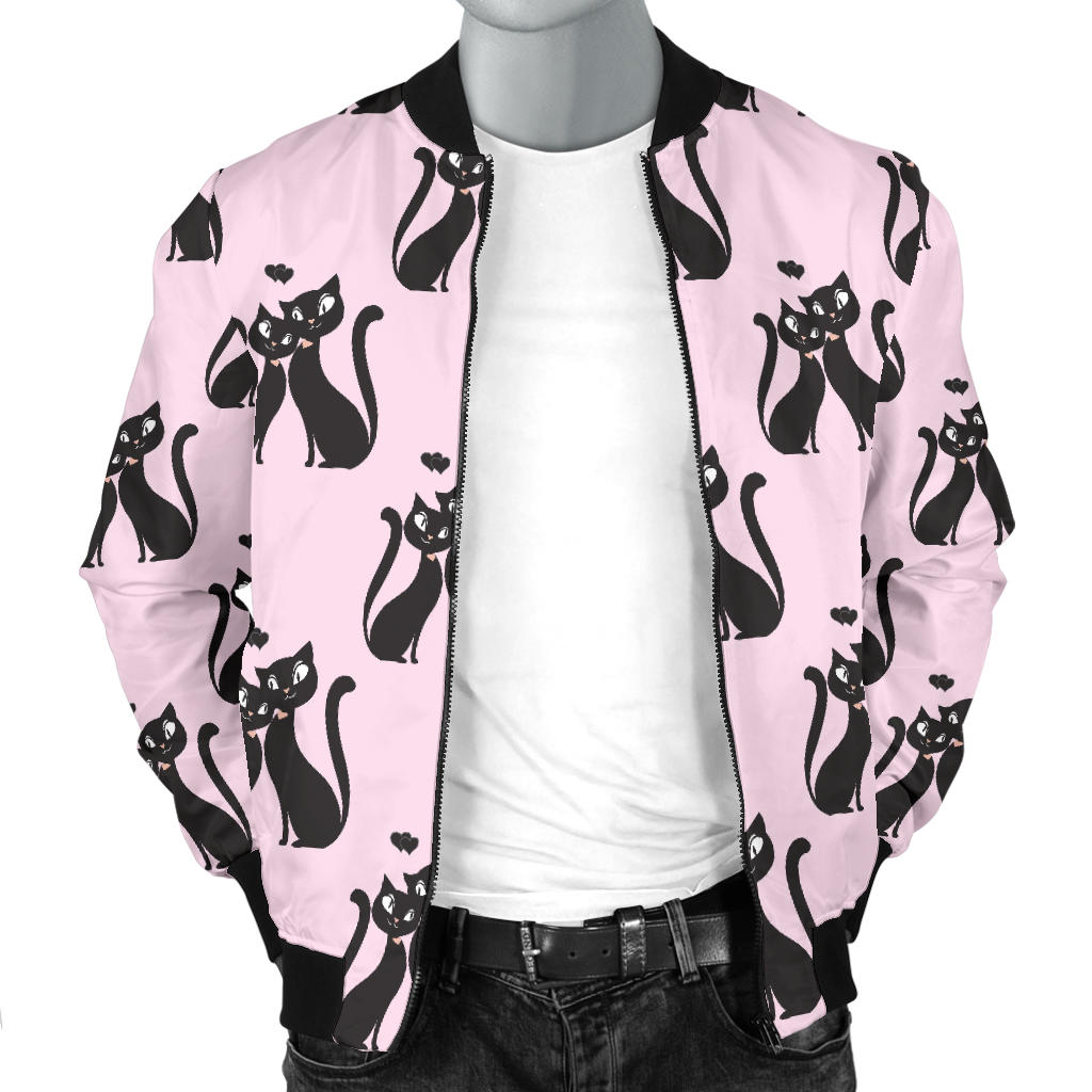 Black Cat Pattern Print Design 01 Men Bomber Jacket