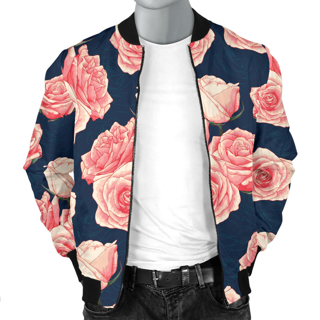 Rose Pattern Print Design A03 Men Bomber Jacket