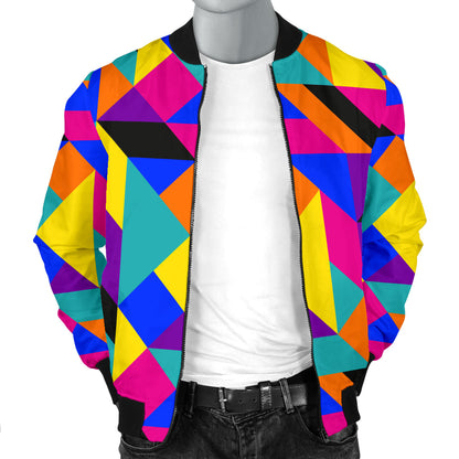 90s Colorful Pattern Print Design 1 Men Bomber Jacket