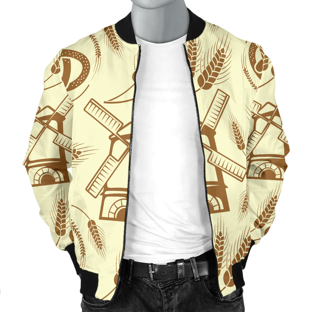 Agricultural Windmills Print Design 03 Men Bomber Jacket
