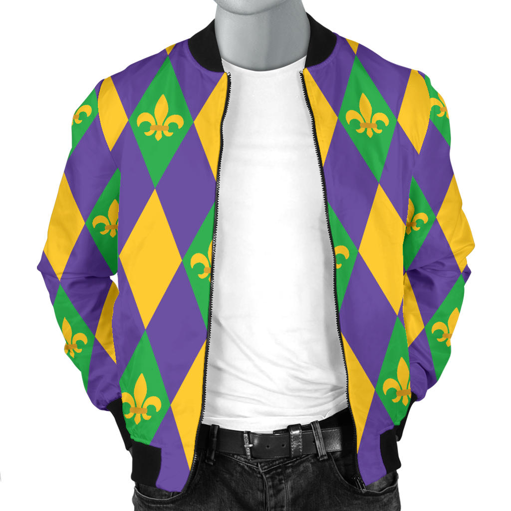 Mardi Gras Pattern Print Design 05 Men Bomber Jacket