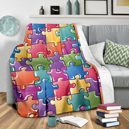 Puzzle Pattern Print Design A05 Premium Blanket