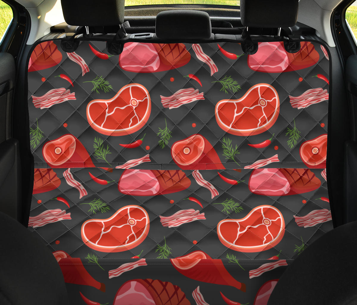 Meat Pattern Print Design 03 Rear Dog Car Seat Cover Hammock