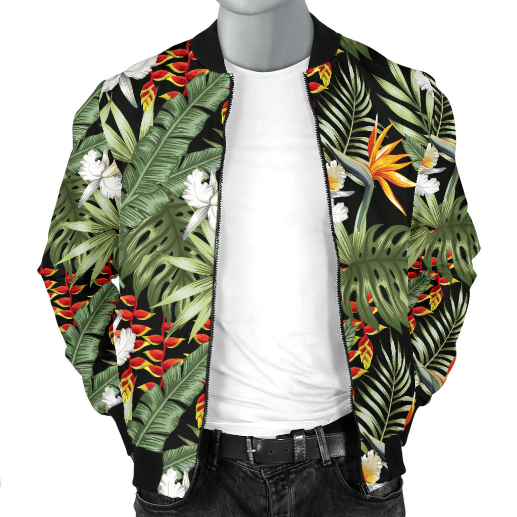 Bird Of Paradise Pattern Print Design 02 Men Bomber Jacket