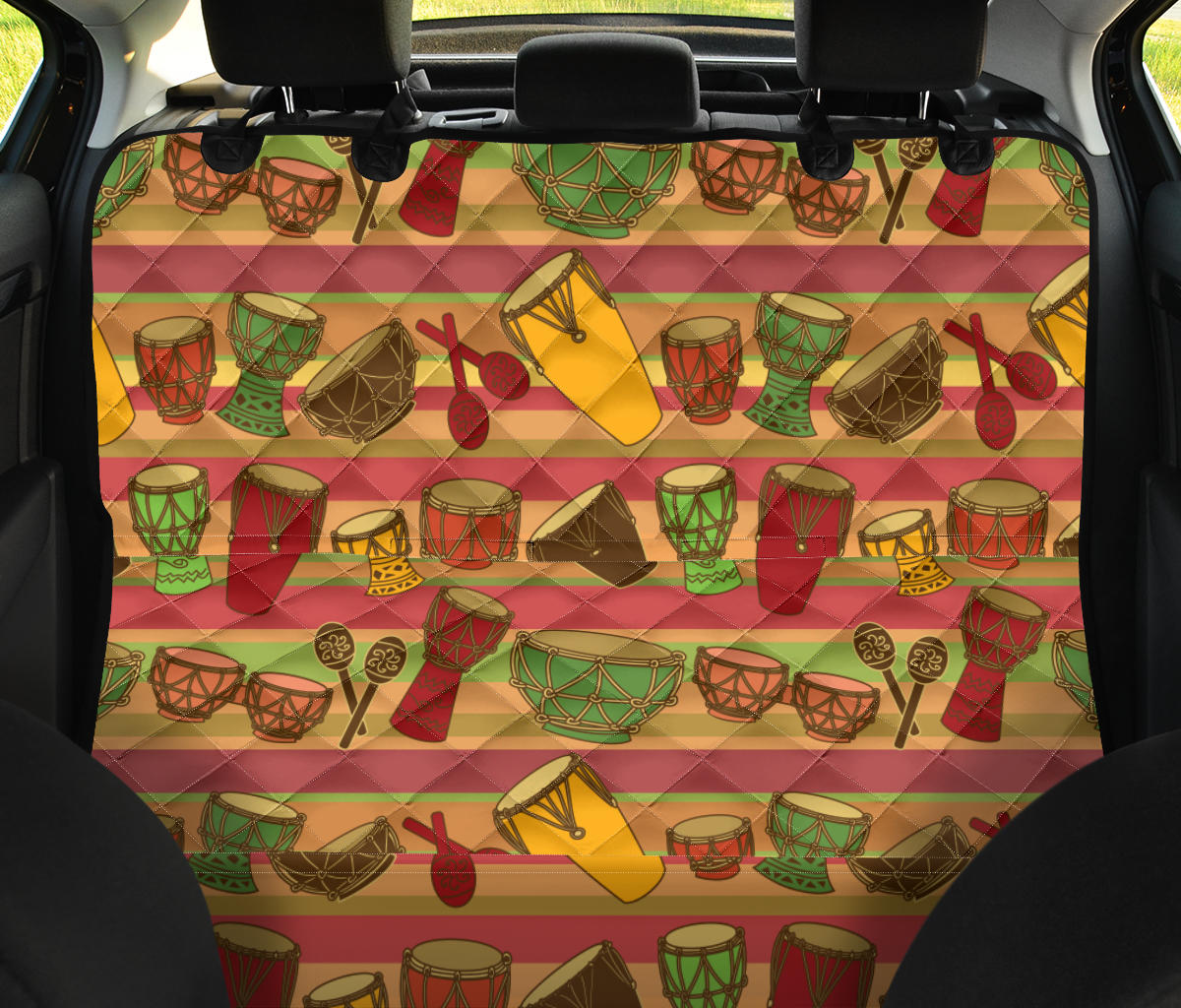 Percussion Pattern Print Design 01 Rear Dog Car Seat Cover Hammock