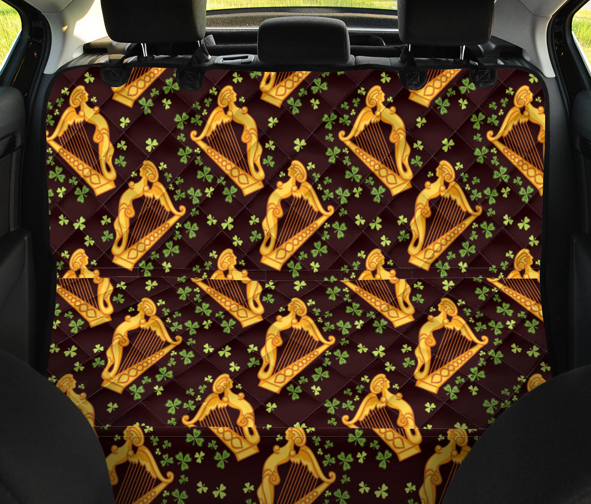 Harp Pattern Print Design 02 Rear Dog Car Seat Cover Hammock