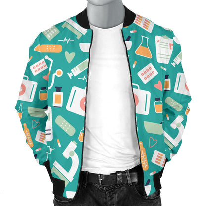 Medical Pattern Print Design 03 Men Bomber Jacket
