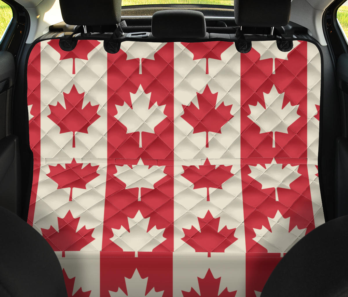 Maple Leaf Pattern Print Design 02 Rear Dog Car Seat Cover Hammock