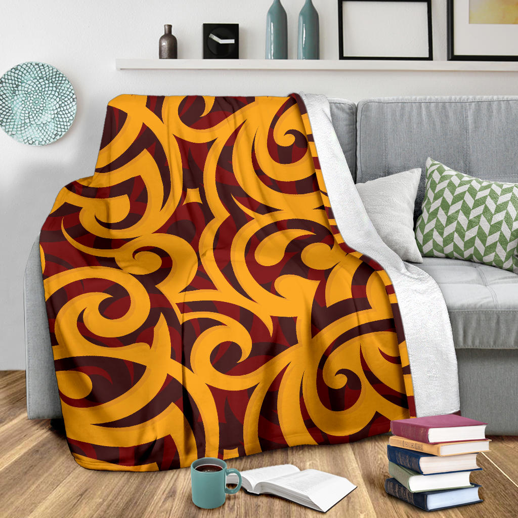 Maori Pattern Print Design 02 Premium Blanket
