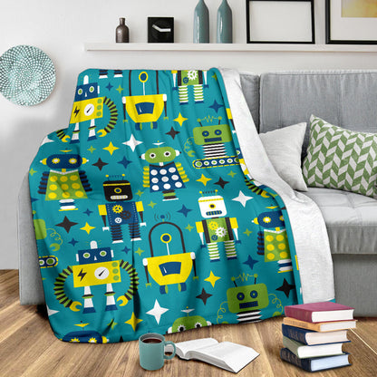 Robot Pattern Print Design A02 Premium Blanket