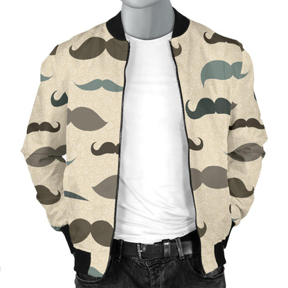 Mustache Pattern Print Design A01 Men Bomber Jacket