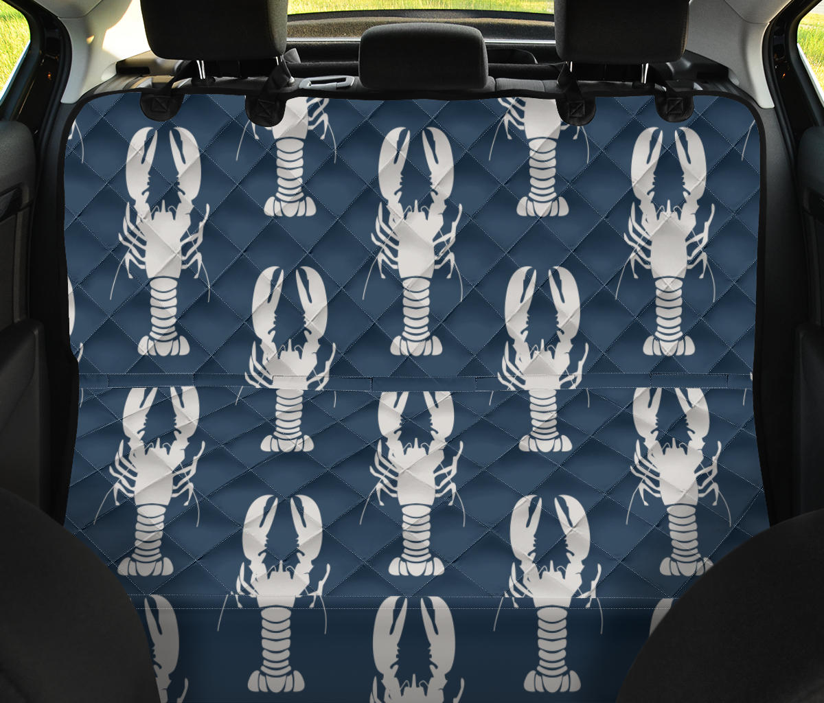 Lobster Pattern Print Design 02 Rear Dog Car Seat Cover Hammock