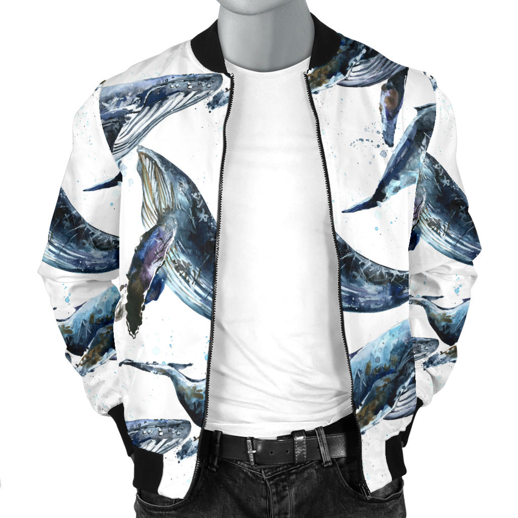 Blue Whale Pattern Print Design 03 Men Bomber Jacket