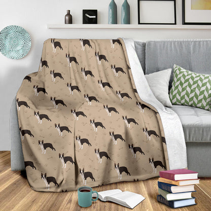 Boston Terrier Pattern Print Design 02 Premium Blanket