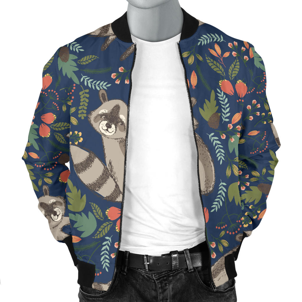 Raccoon Pattern Print Design A02 Men Bomber Jacket