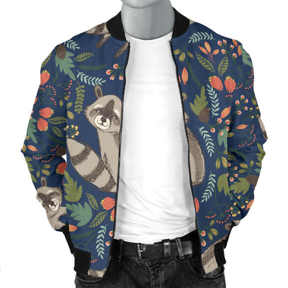 Raccoon Pattern Print Design A02 Men Bomber Jacket