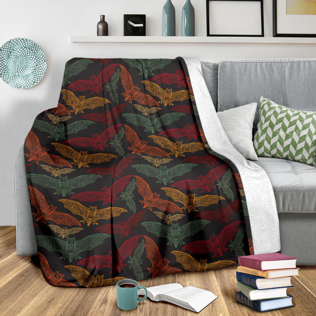 Bat Tribal Pattern Print Design 03 Premium Blanket
