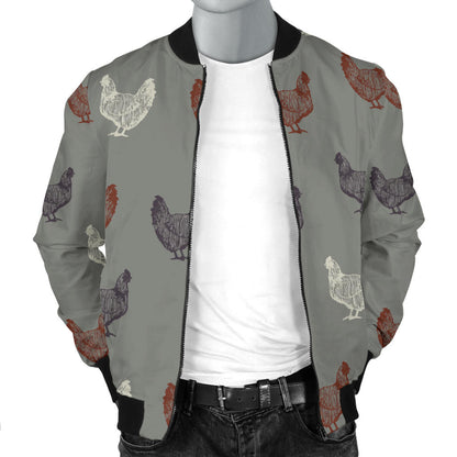 Chicken Pattern Print Design 01 Men Bomber Jacket
