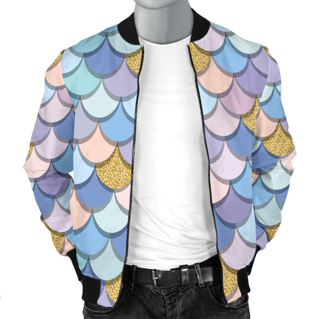 Mermaid Scales Pattern Print Design 05 Men Bomber Jacket