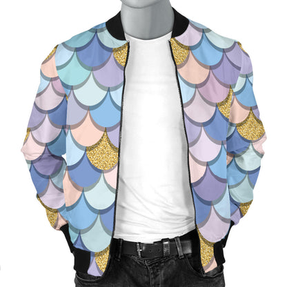 Mermaid Scales Pattern Print Design 05 Men Bomber Jacket