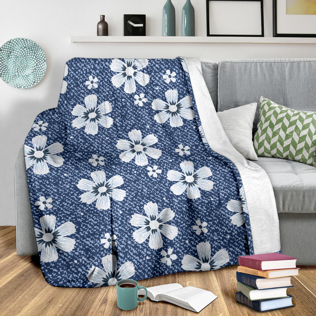 Jean Flower Pattern Print Design 03 Premium Blanket