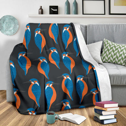Kingfisher Pattern Print Design 03 Premium Blanket